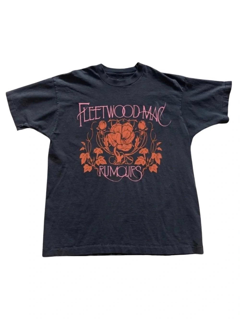 Fleetwoodmac Rumours Graphic Tee - Black with Pink/Orange Print